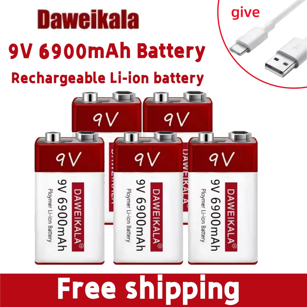 Co Detector Plug - New 9V 6900mah Rechargeable Battery Lithium